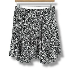Mi Ami Women's Black Ditsy Floral Mini Skirt Large Lined Cottagecore Coquette